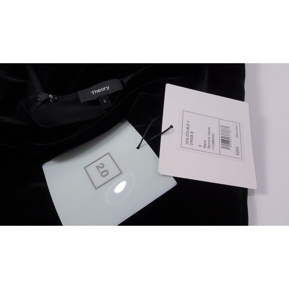 Theory Women's IWG Double V Dress B Black Ramona Velvet Sz S NWT 265 - Picture 12 of 12